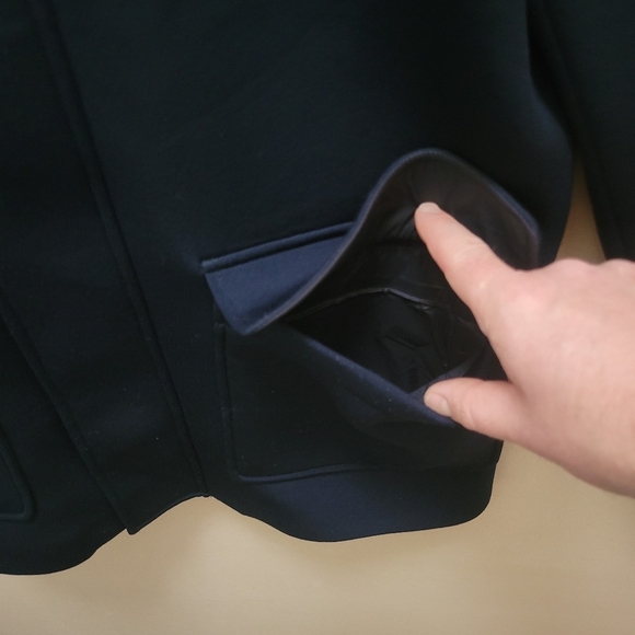 Bugatchi Navy Hooded Parka‎ Jacket Coat Stretch Wool Blend Made in Portugal in S - Picture 3 of 10